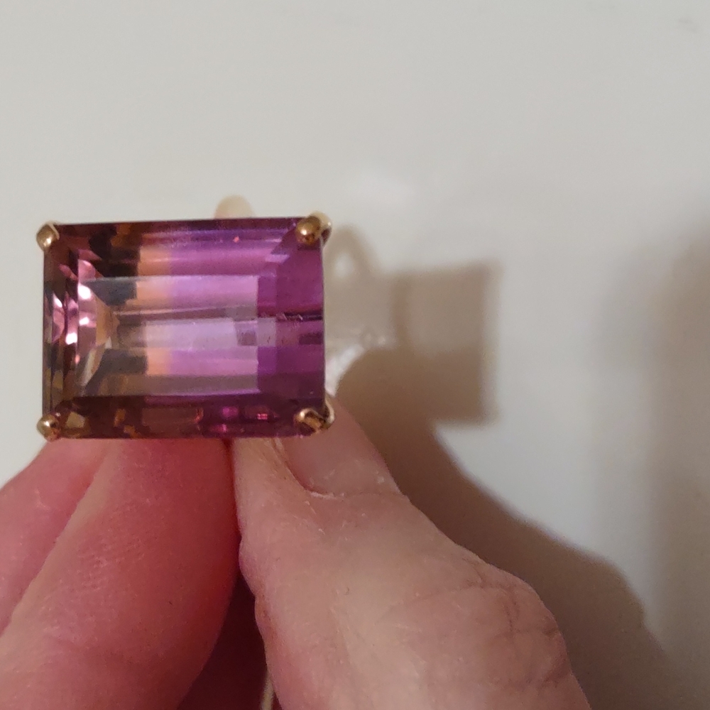 Ametrine ring 14kt yellow gold Large Statement Ring - Picture 12 of 17